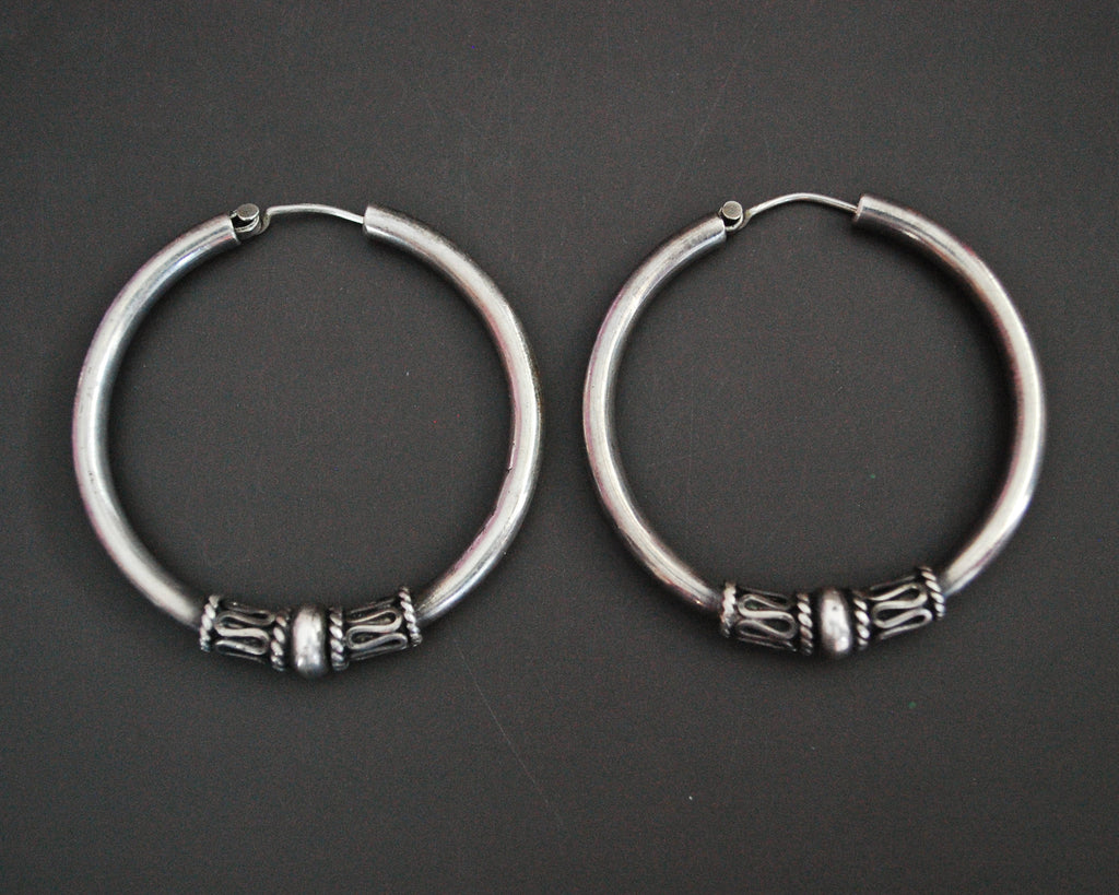 Large Ethnic Bali Hoop Earrings