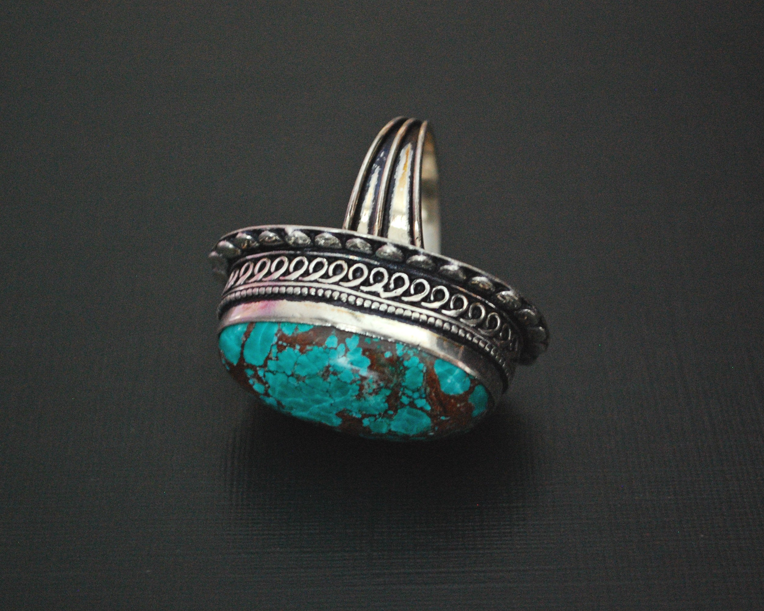 Bold Turquoise Ring from India - Size 6.75 / 7