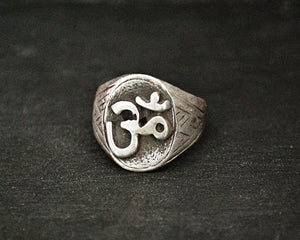 Om Silver Ring from India - Size 9.5