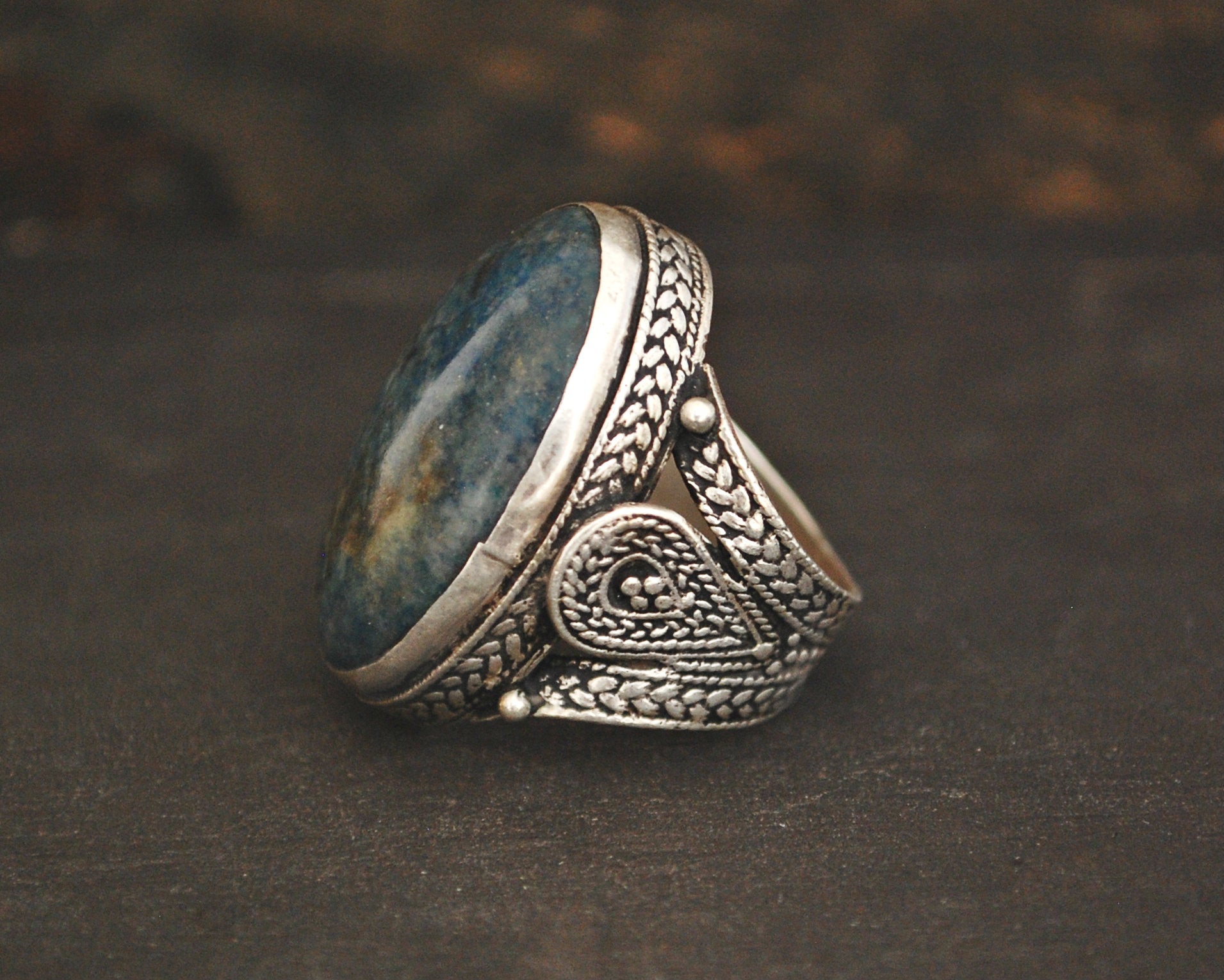 Antique Turkmen Ring with Big Stone - Size 8