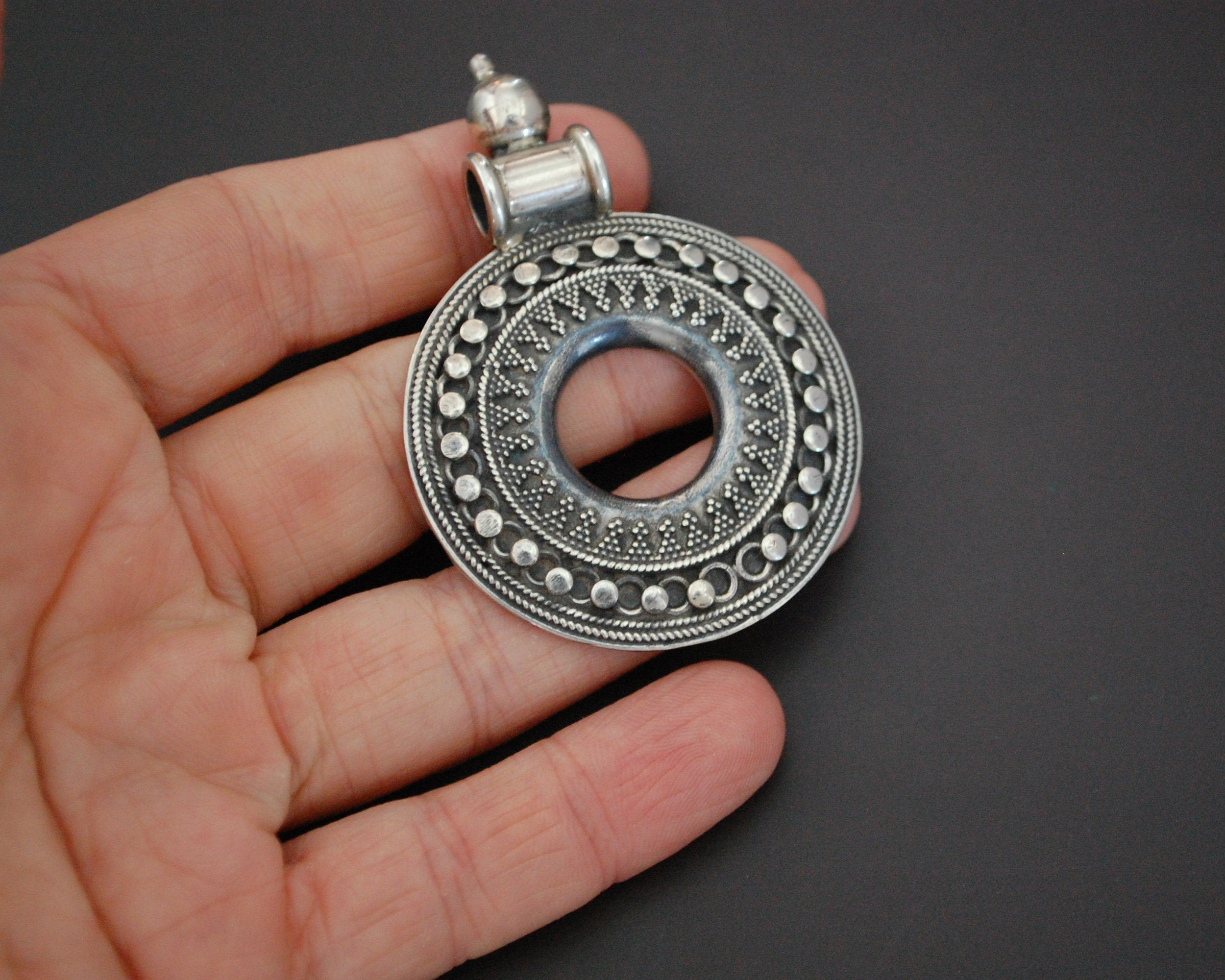 Large Indian Silver Amulet