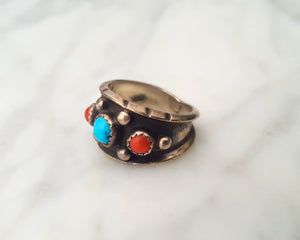 Zuni Turquoise Band Ring - Size 7.25 - Signed Milton Lasiloo