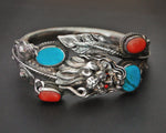 Fabulous Nepali Dragon Bracelet with Coral and Turquoises