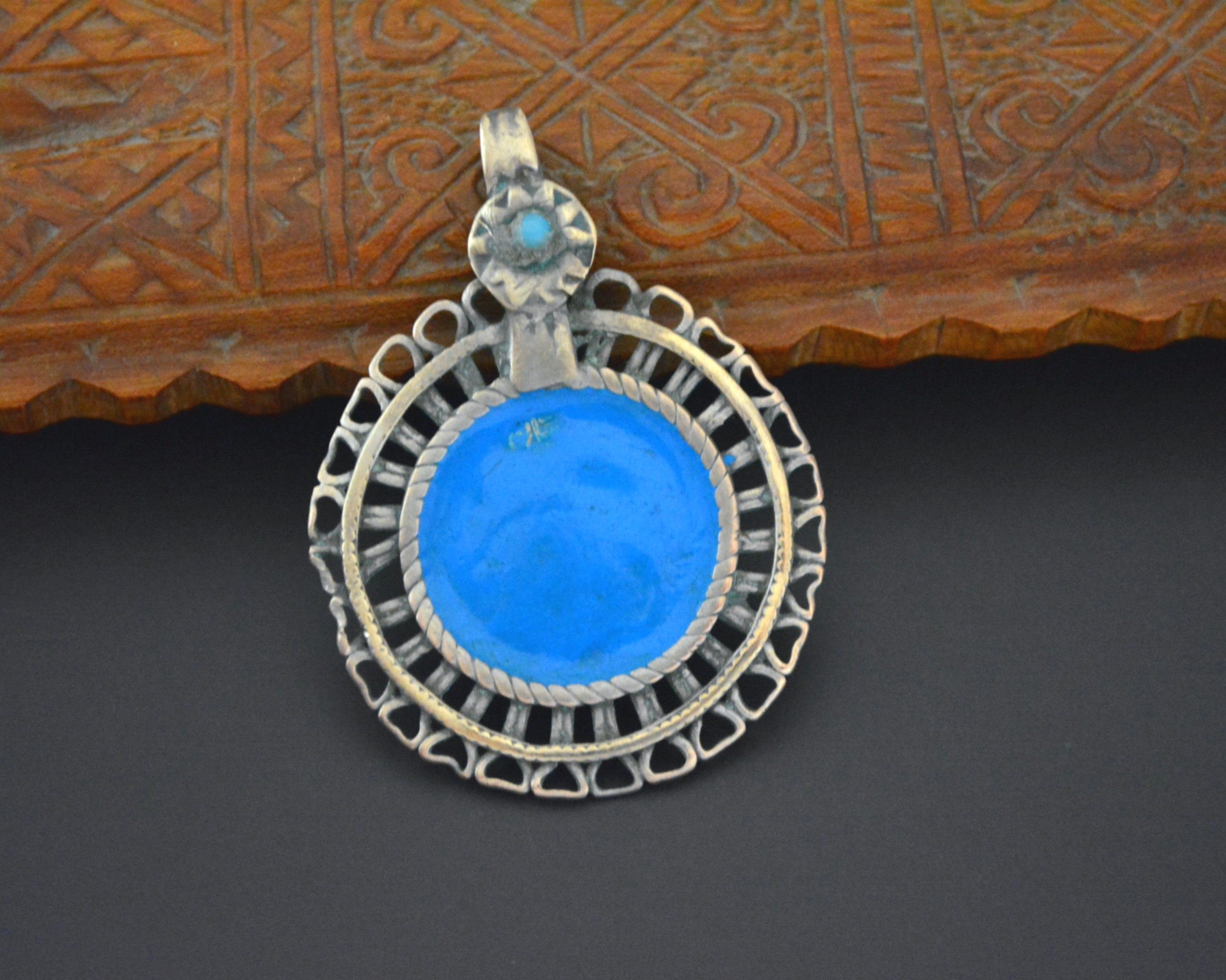 Afghani Enamelled Turquoise Pendant