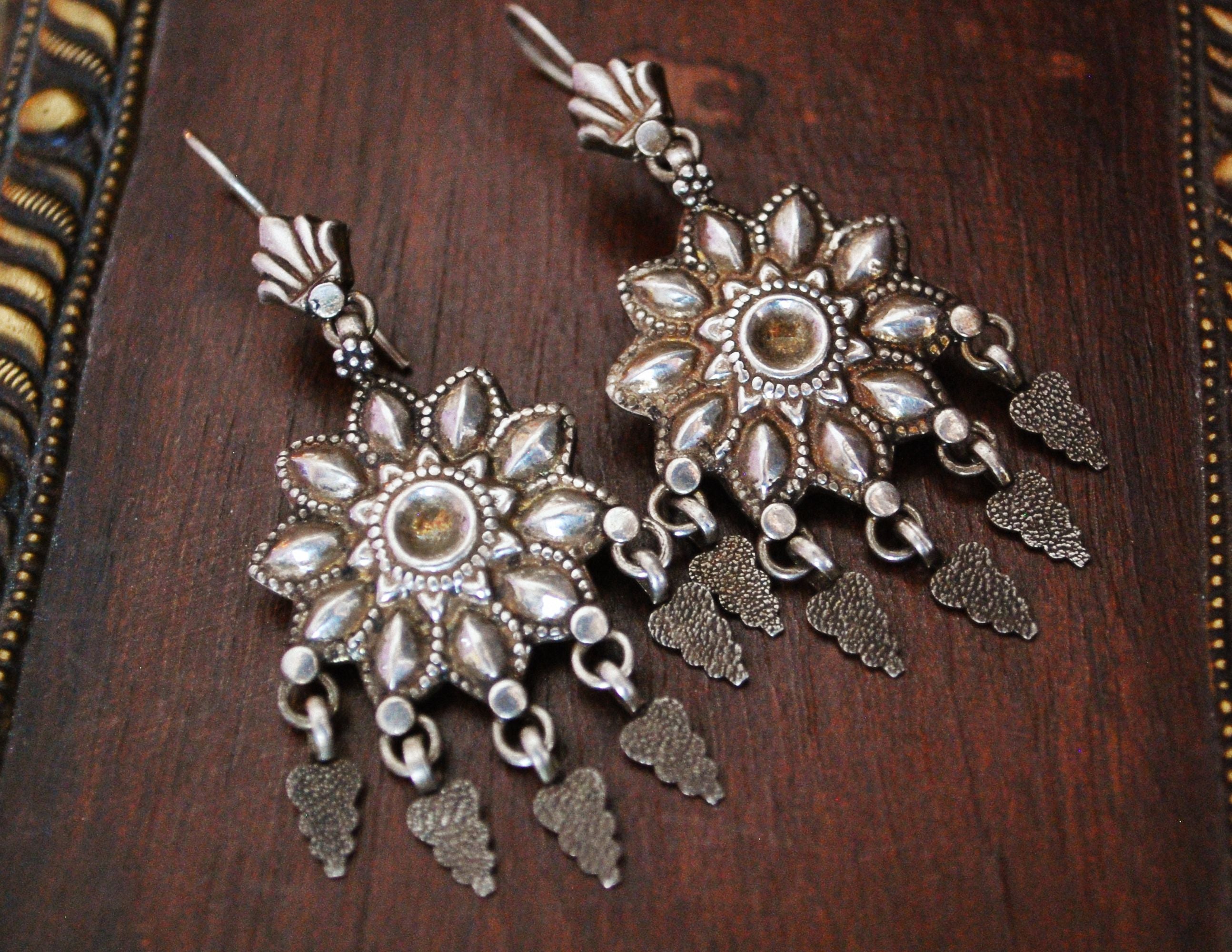 Rajasthani Silver Earrings with Dangles