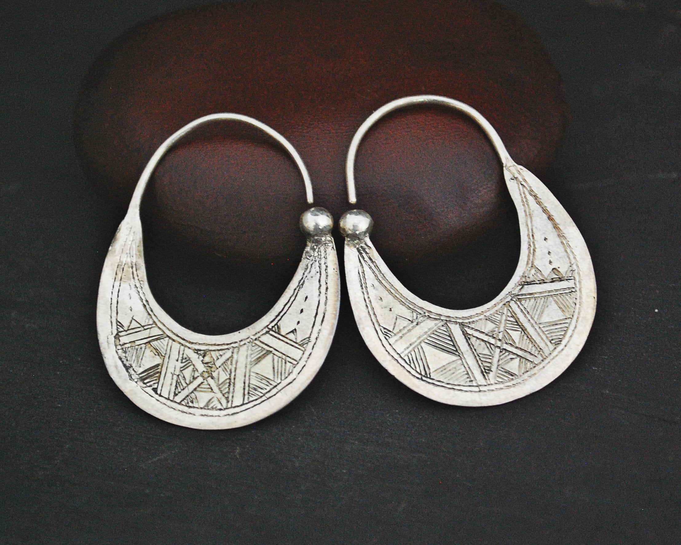 Tuareg Hoop Earrings with Carvings