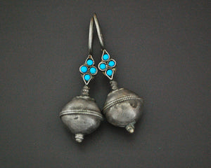 Antique Afghani Earrings with Turquoise