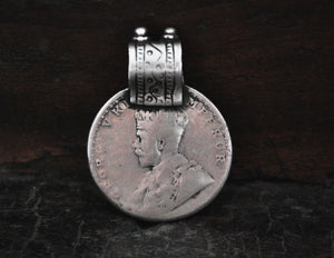 Antique Indian One Rupee Coin Pendant