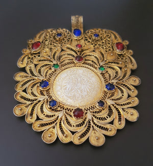 Balkans Albanian Filigree Gilded Costume Pendant