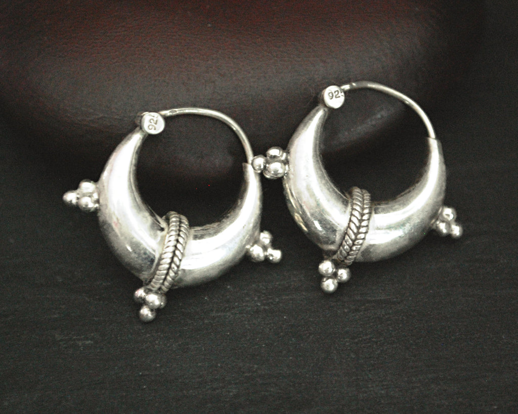 Ethnic Hoop Earrings - SMALL - Sterling Silver Hoop Earrings