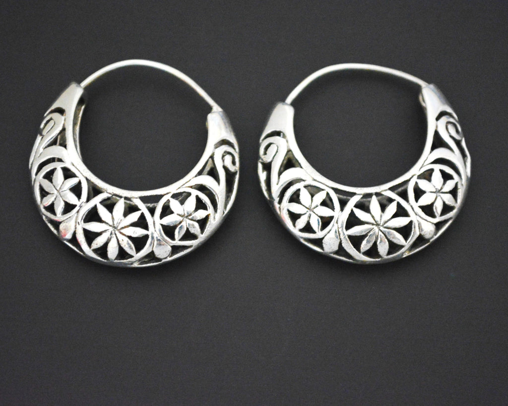 Ethnic Hoop Earrings with Cut Out Design