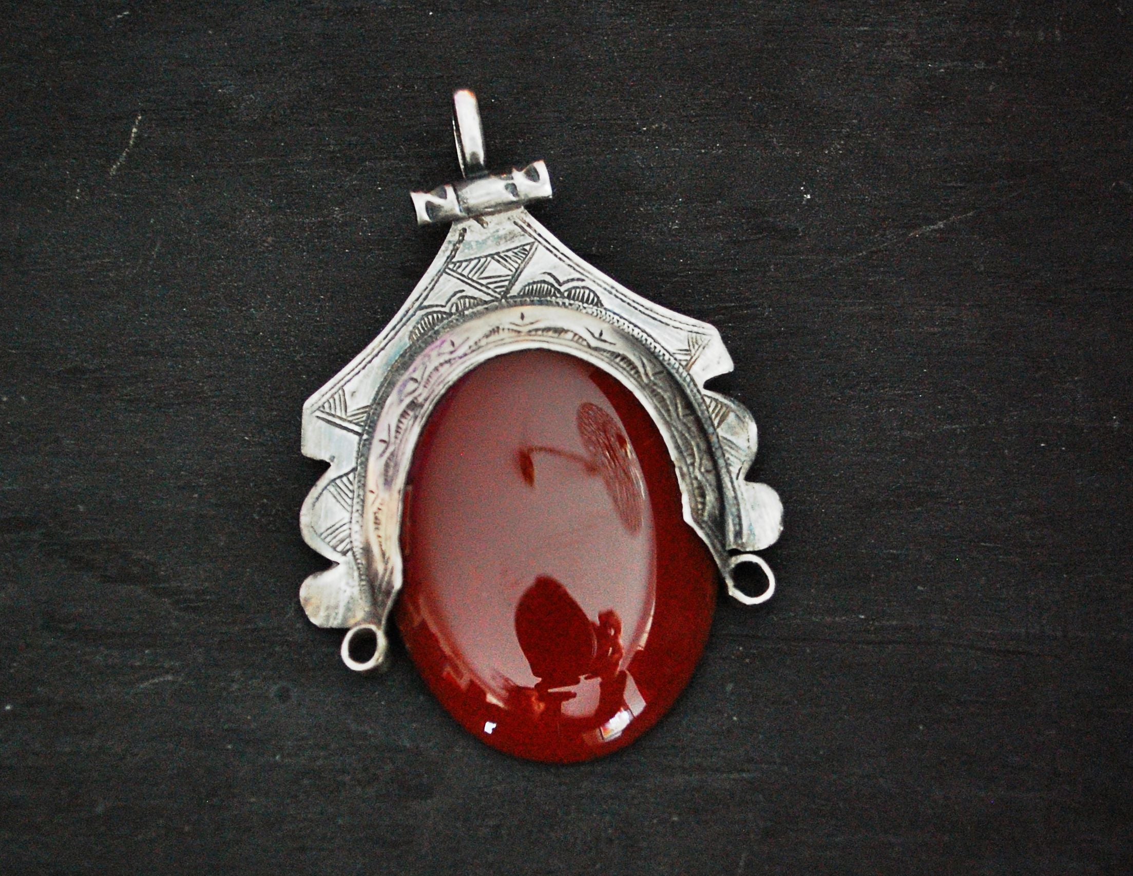 Tuareg Carnelian Silver Pendant