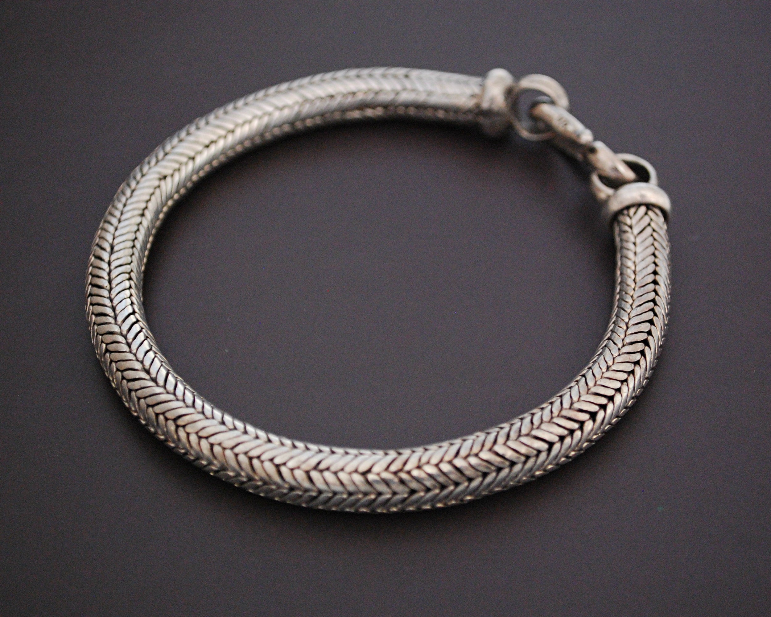 Vintage Silver Indian Snake Chain Bracelet from Rajasthan  Anteeka