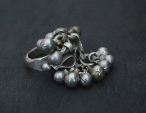 Old Rajasthani Silver Ring with Bells - Size 6.25