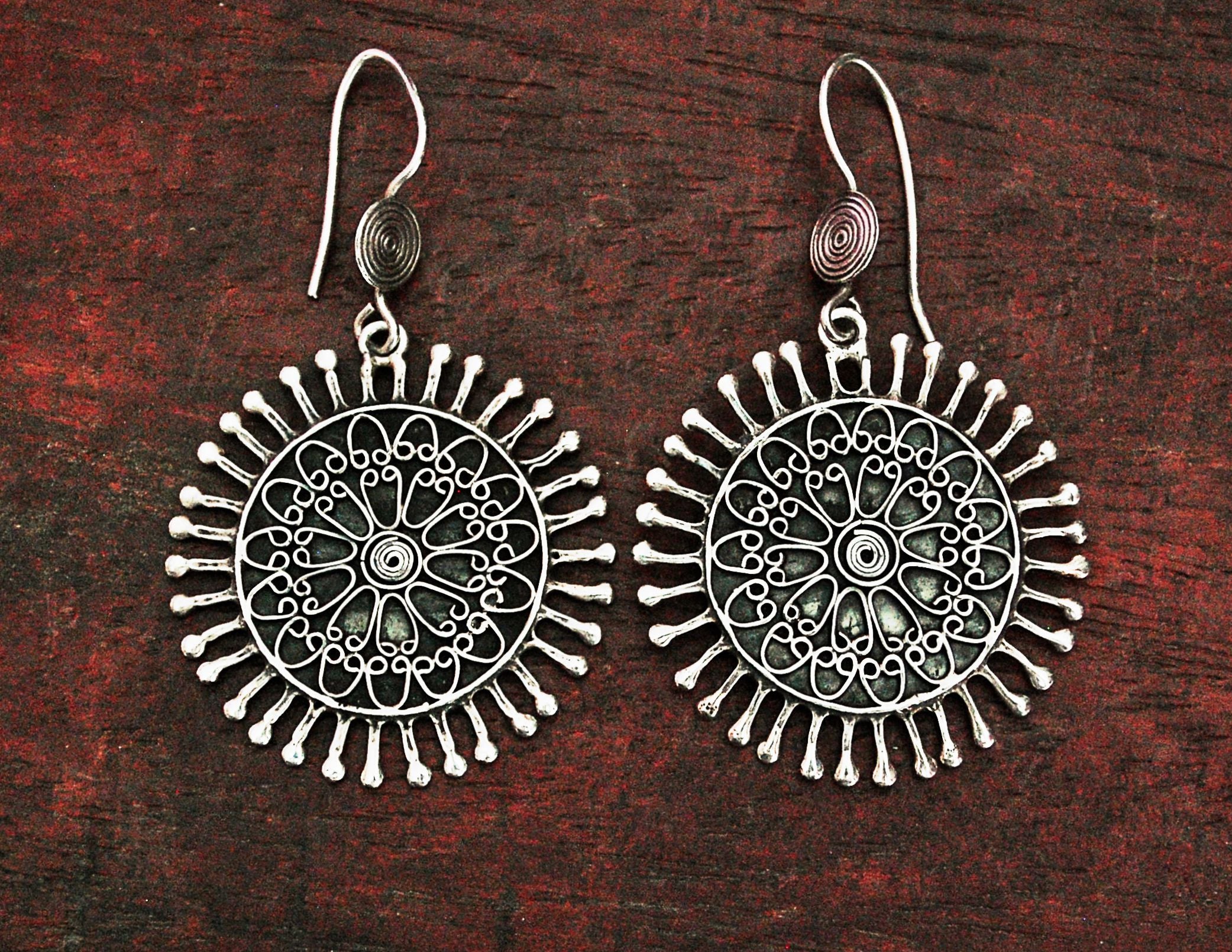 Ethnic Indian Mandala Dangle Earrings