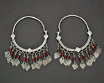 Afghani Hoop Earrings with Glass Tassels