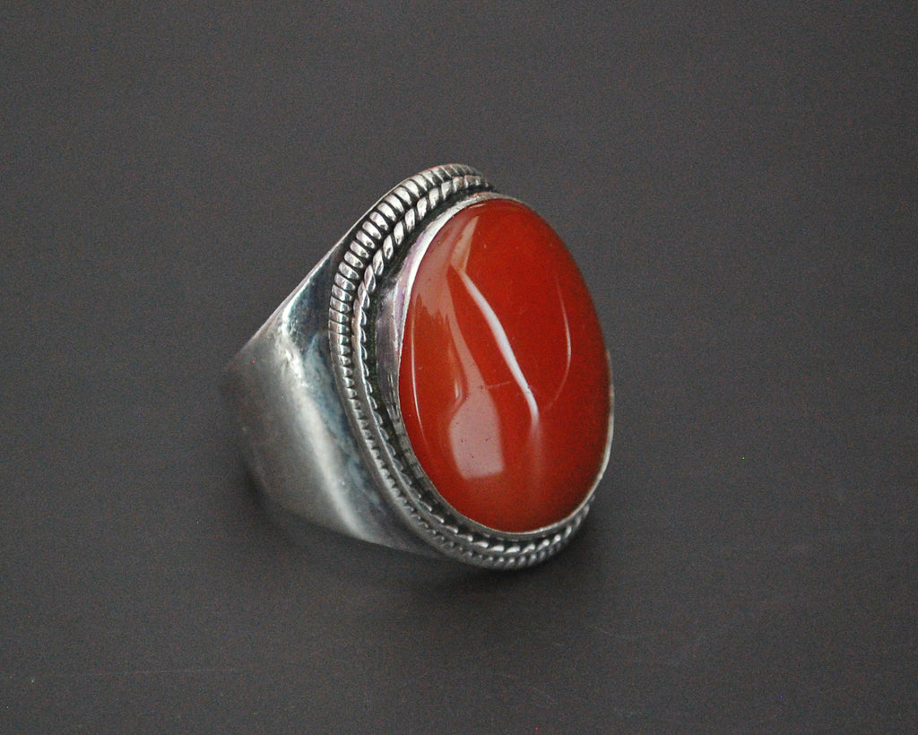 Large Carnelian Ring from India - Size 8