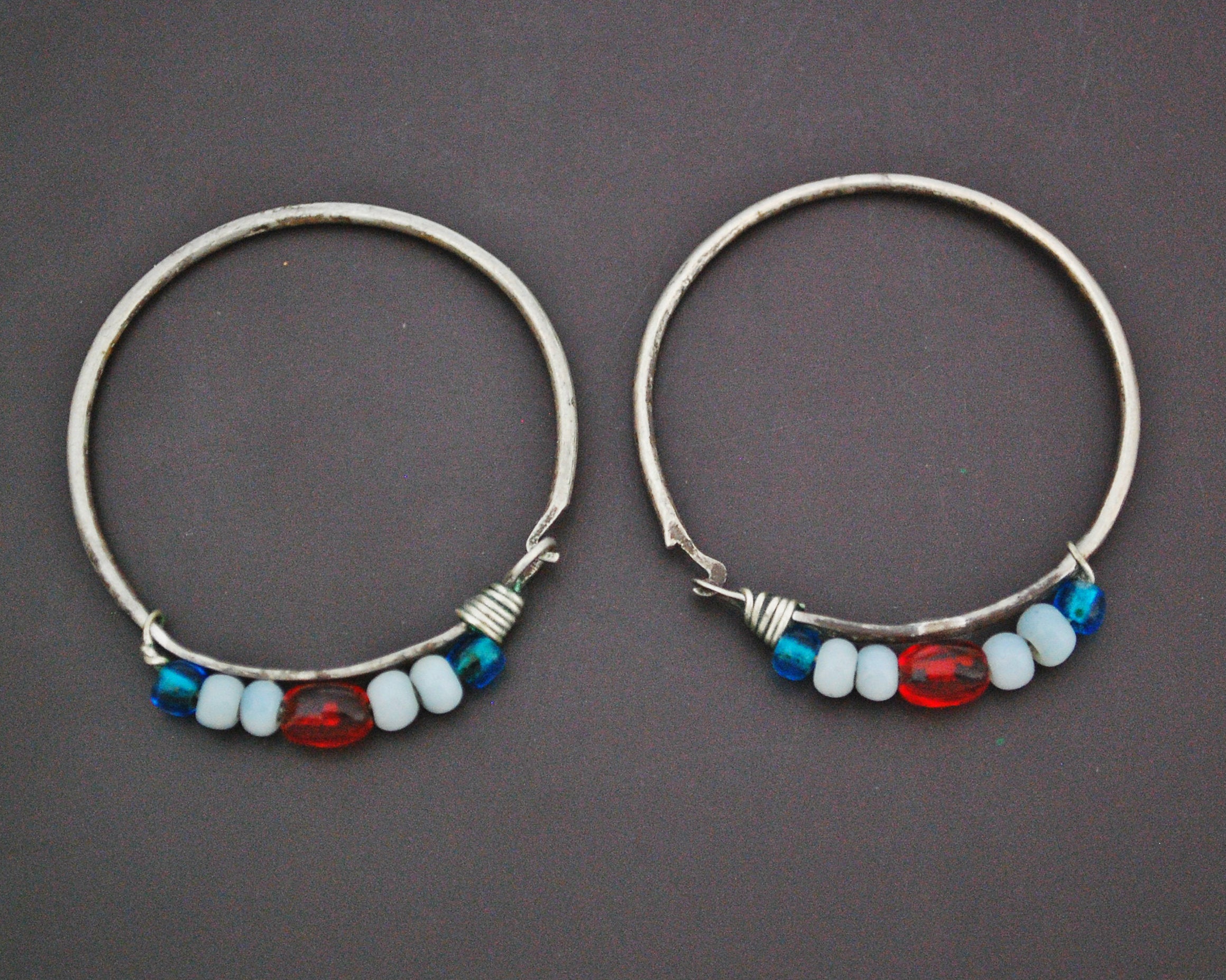 Old Berber Hoop Earrings with Glass