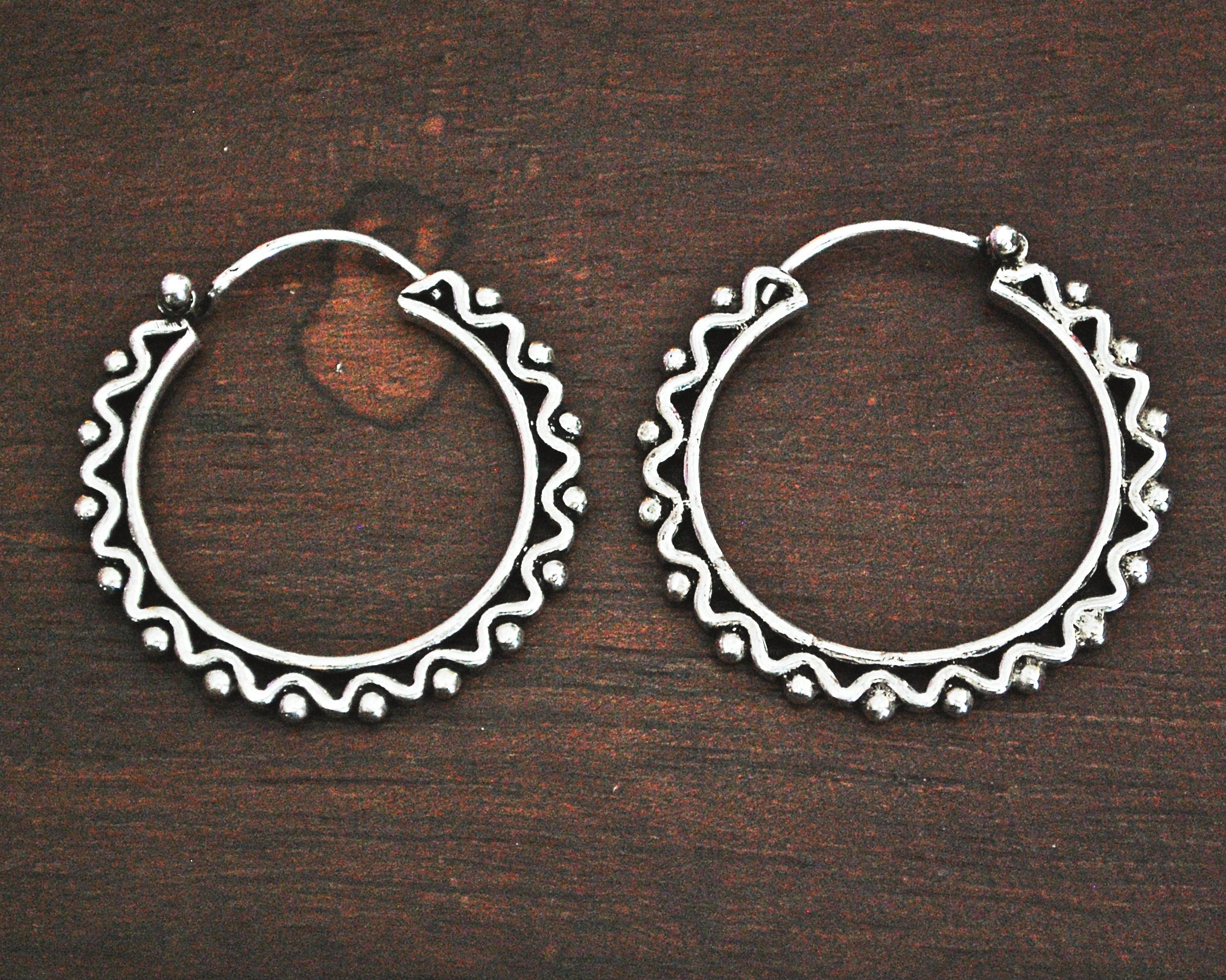 Rajasthani Silver Hoop Earrings - Small