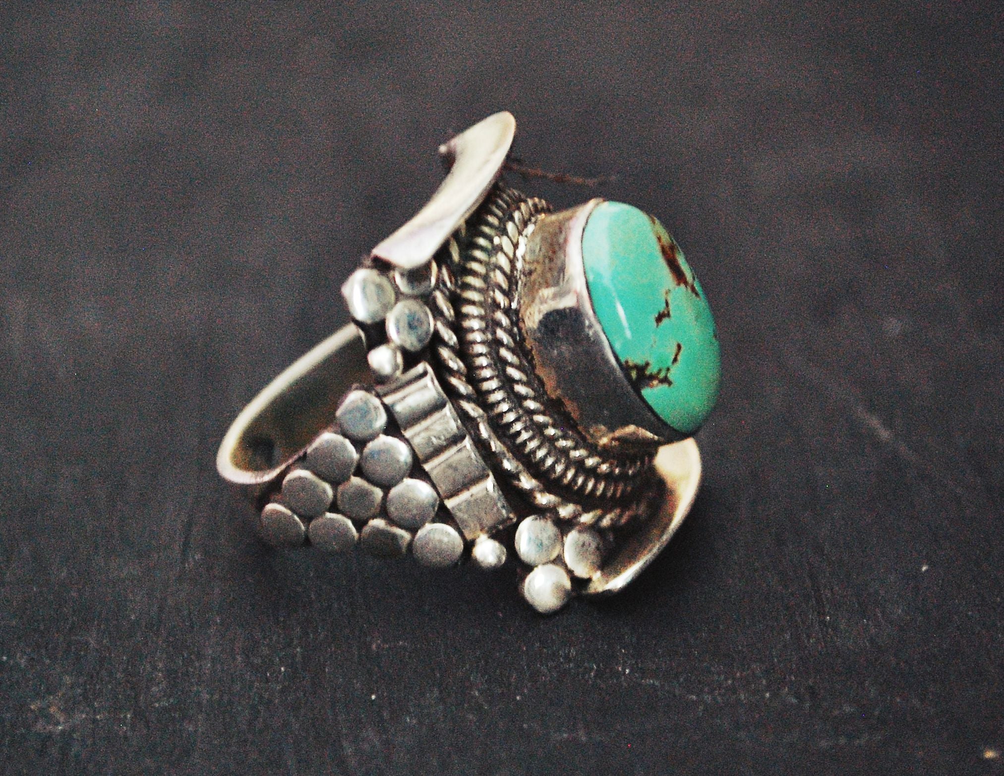 Nepali Turquoise Saddle Ring - Size 9