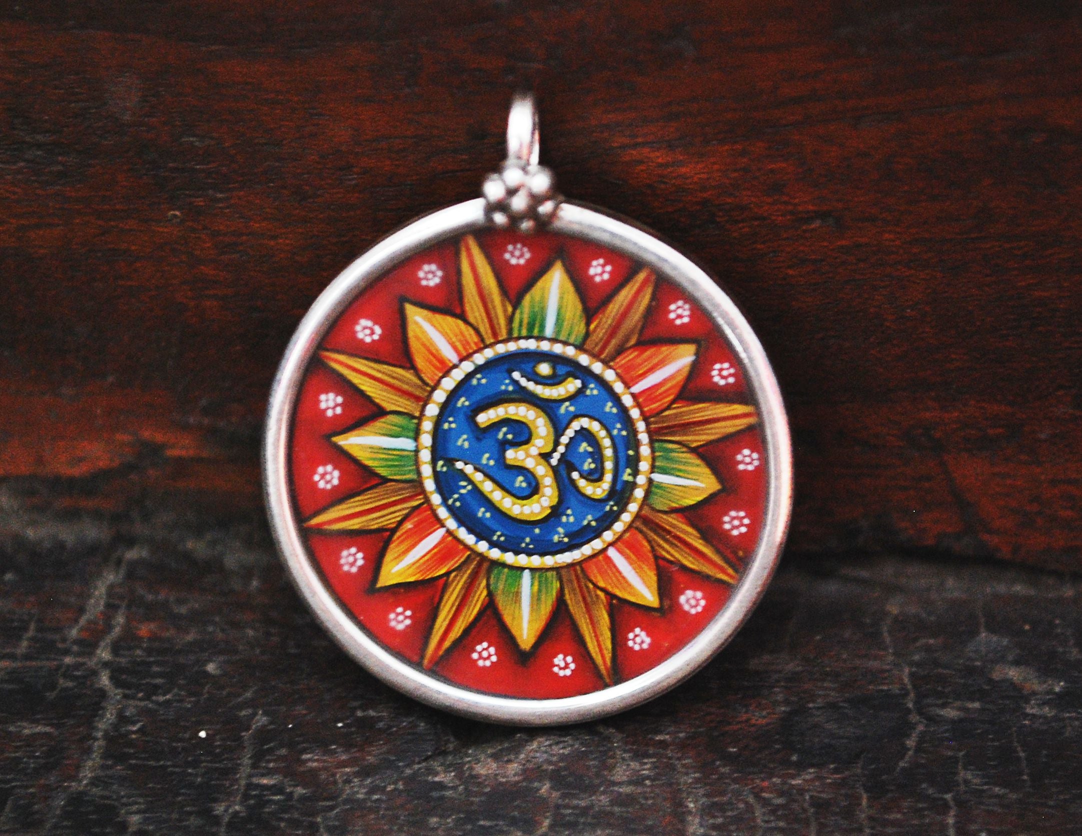 Indian Om Painted Pendant