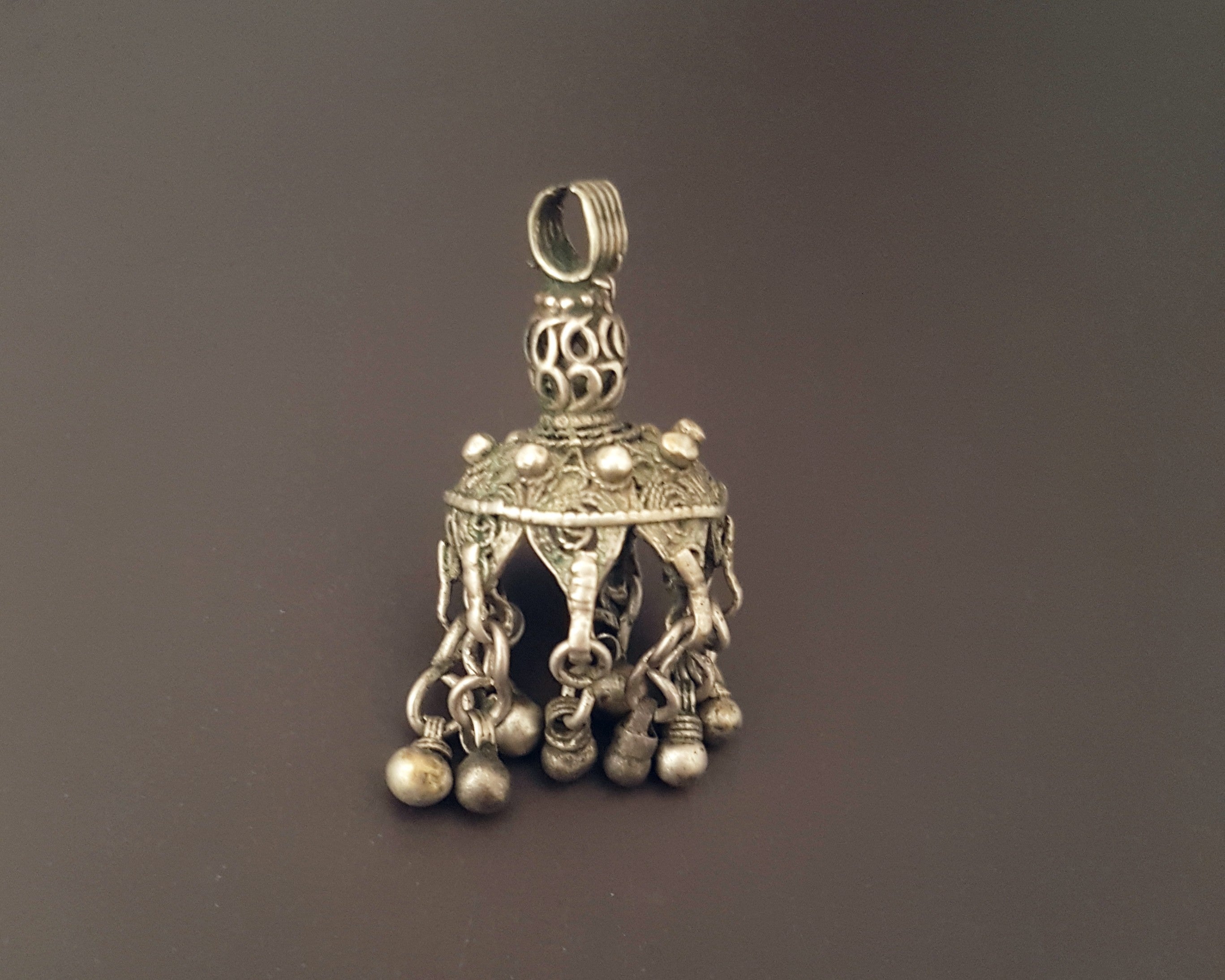 Yemeni Filigree Coral Pendant with Dangles