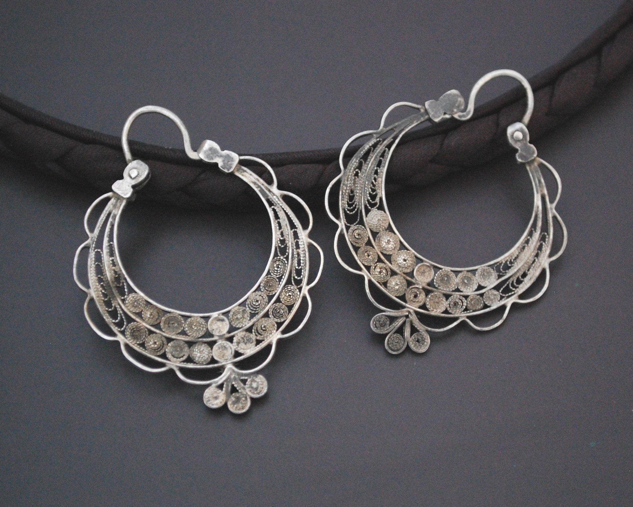 Filigree Silver Hoop Earrings