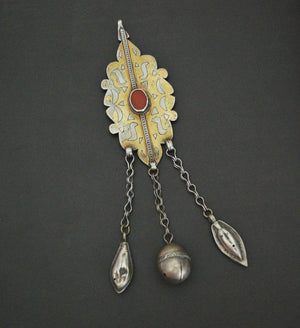 Antique Turkmen Pendant with Carnelian and Bells