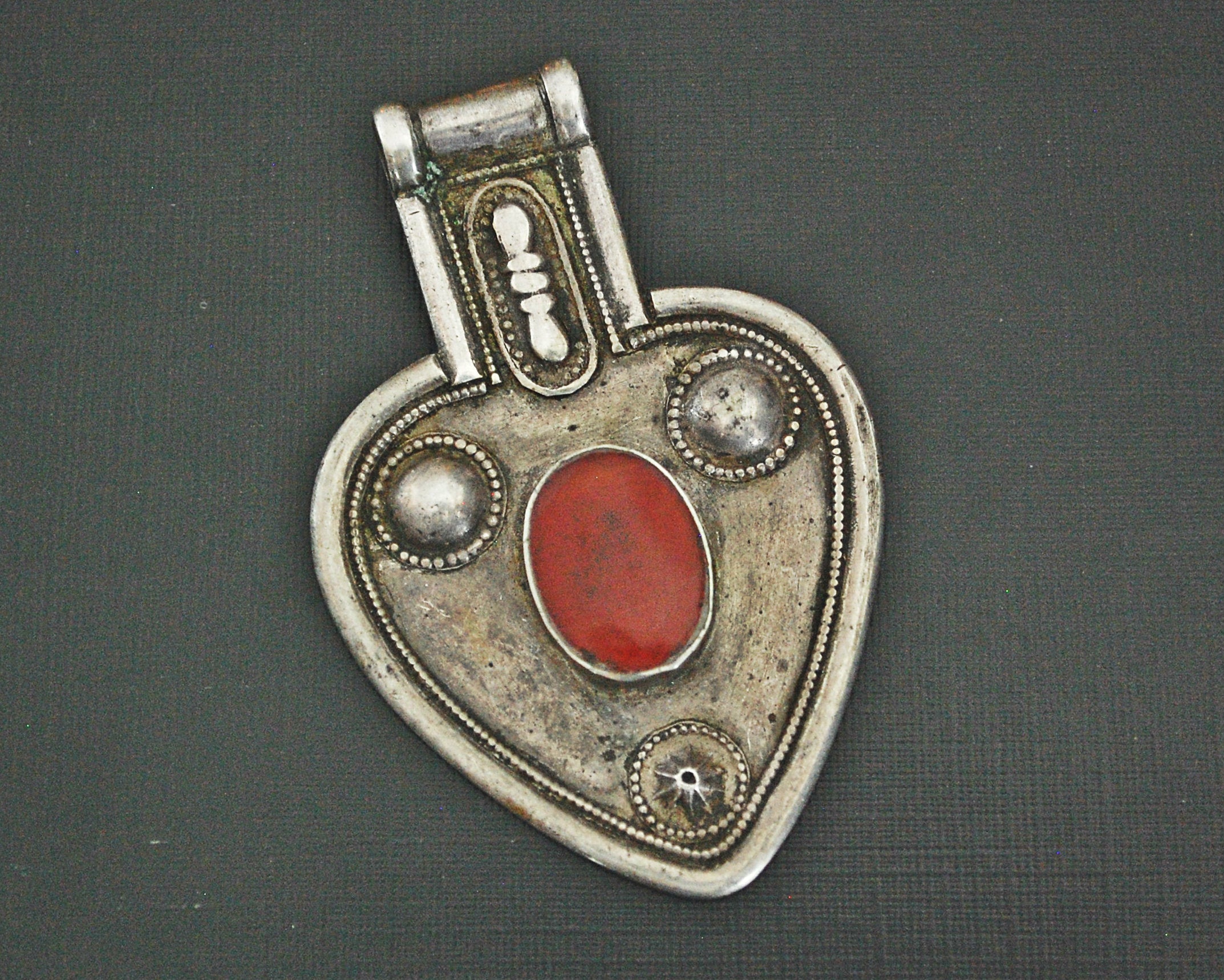 Turkmen Asyk Amulet Pendant with Carnelian