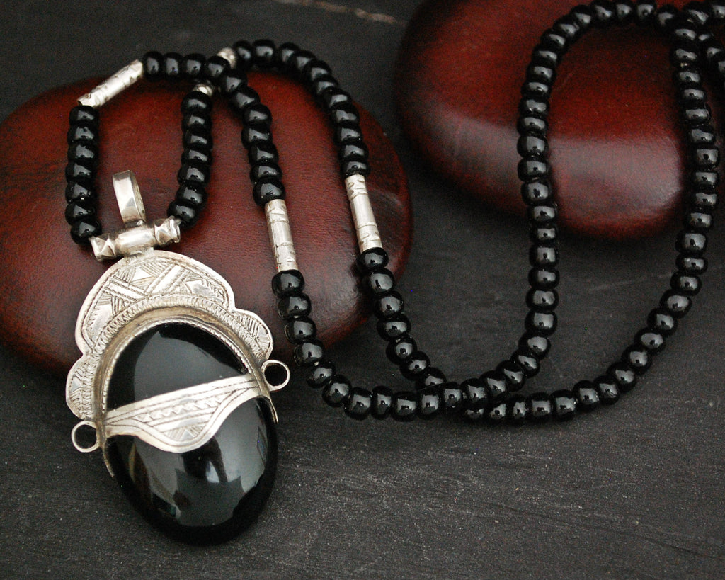 Tuareg Onyx Silver Pendant Necklace