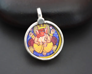 Small Indian Ganesha Painting Pendant Amulet