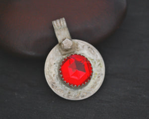 Berber Coin Pendant with Red Glass