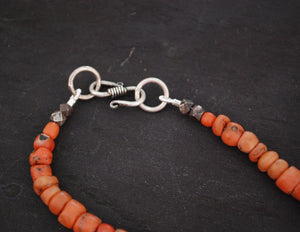 Old Coral Silver Beads Necklace from India