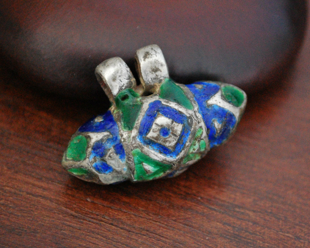 Multan Enamel Silver Bead Pendant