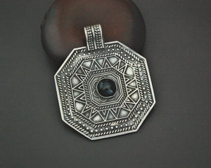 Large Silver and Onyx Amulet Pendant