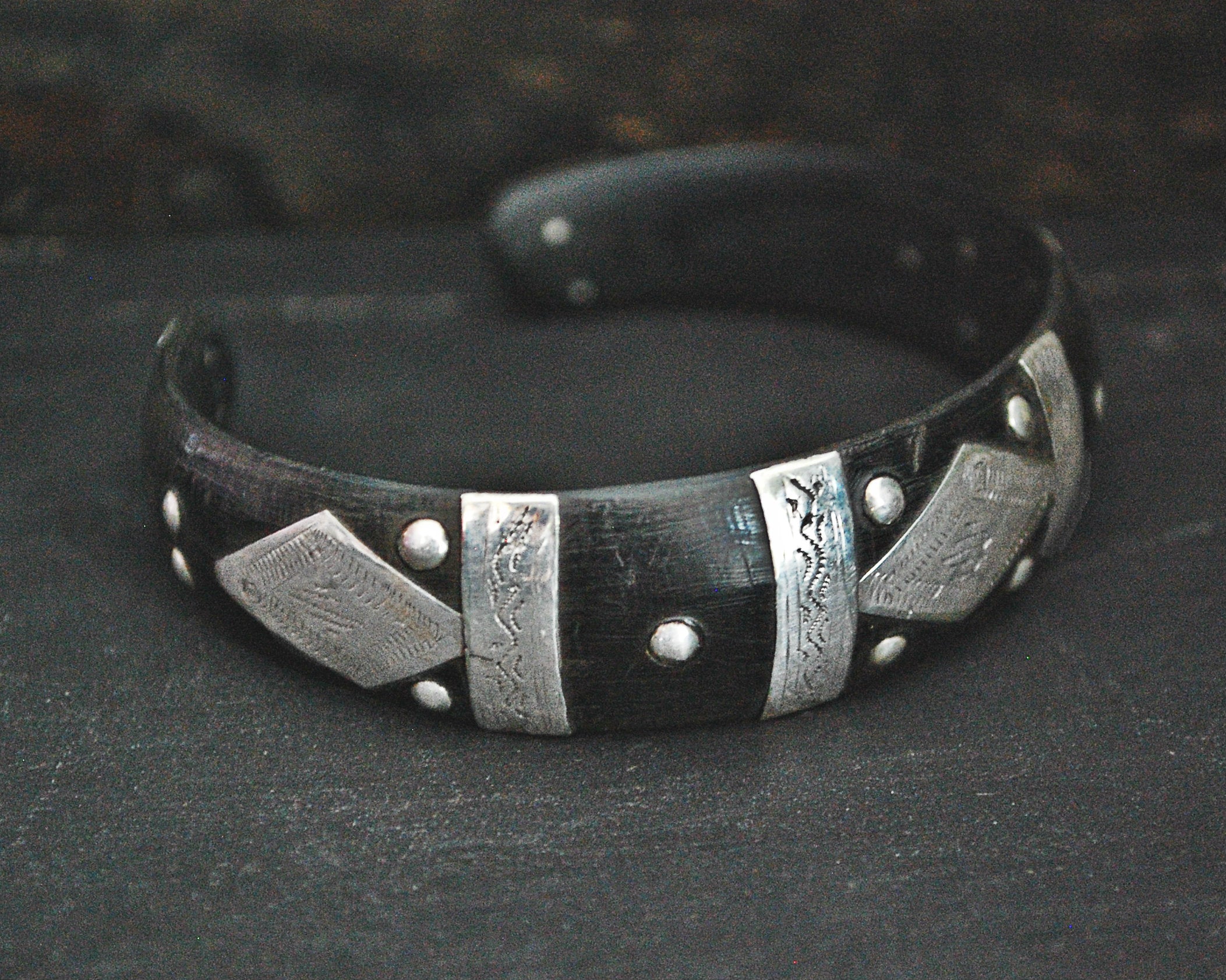 Tuareg Silver Cuff Bracelet with Engravings