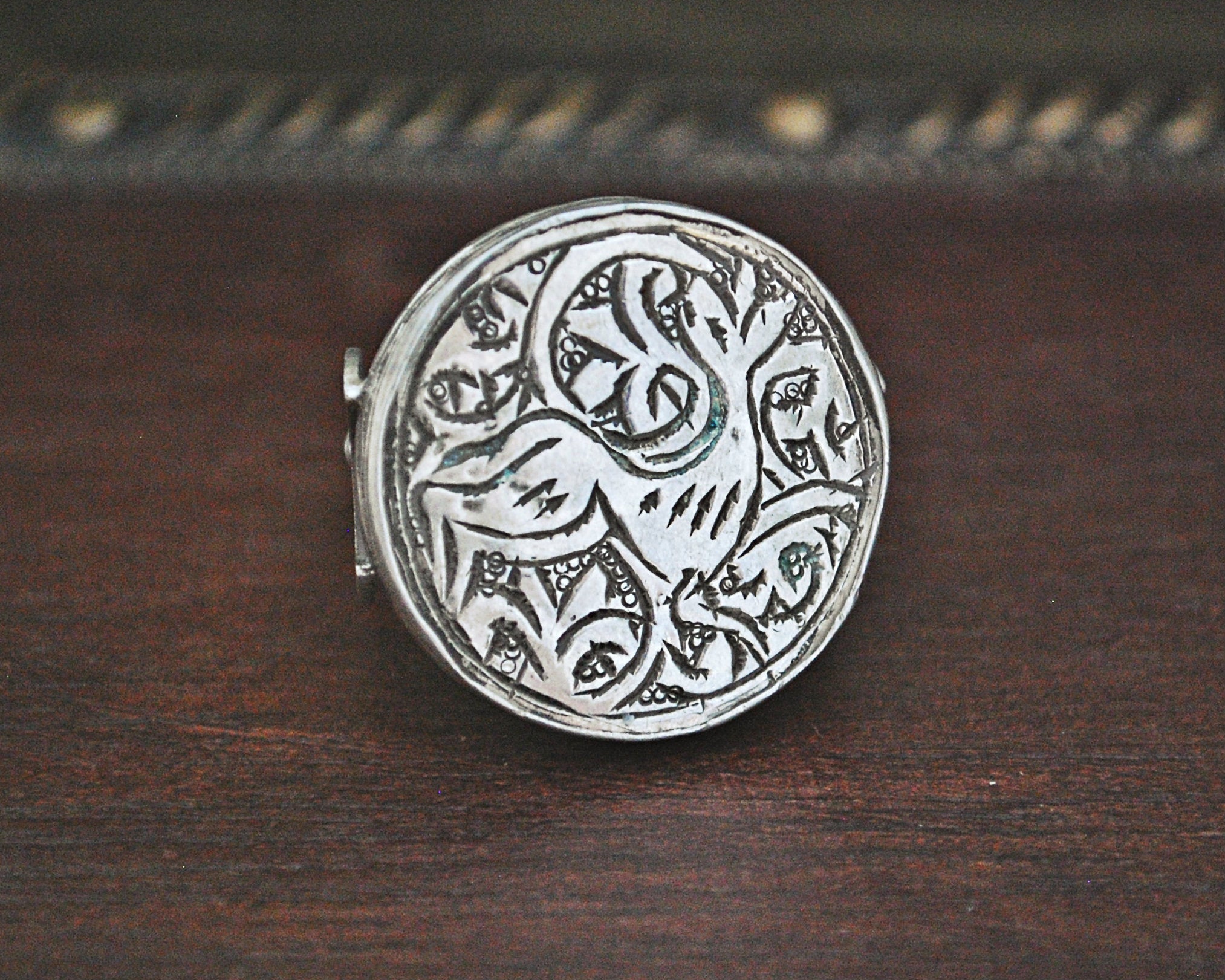 Turkmen Deer Ring with Crescent Moon - Size 7