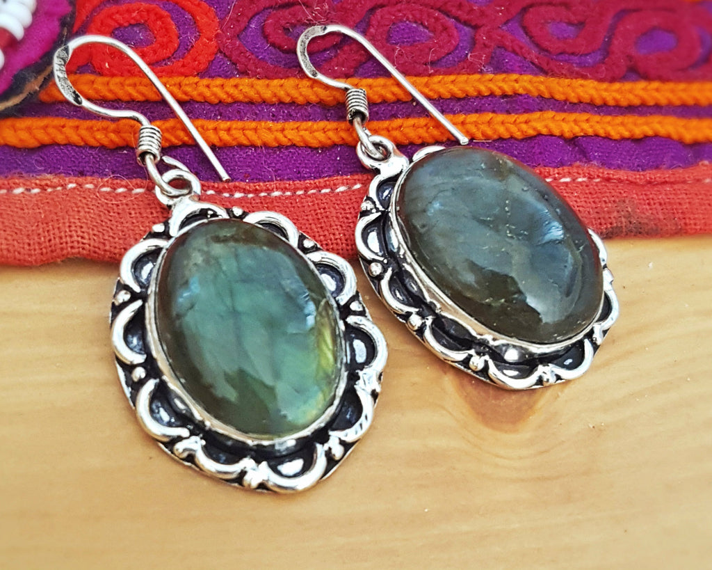 Ethnic Labradorite Earrings