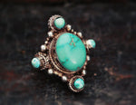 Nepali Turquoise Saddle Ring - Size 8