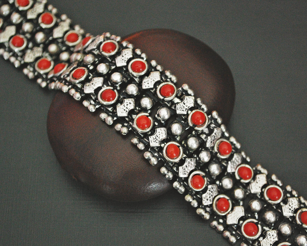 Rajasthani Silver Bracelet with Coral