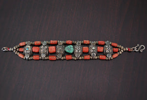 Antique Ladakh Coral Turquoise Bracelet