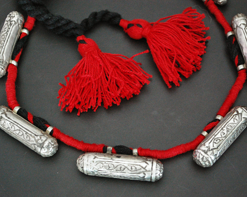 Rajasthani Silver Taviz Cotton Necklace