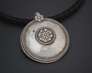 Tribal Silver Rajasthani Disc Pendant - LARGE