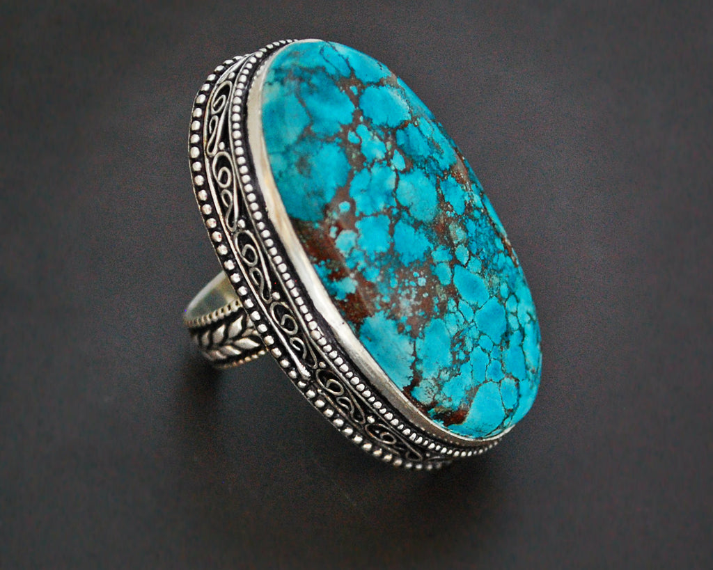 Ethnic Turquoise Ring from India - Size 8.5