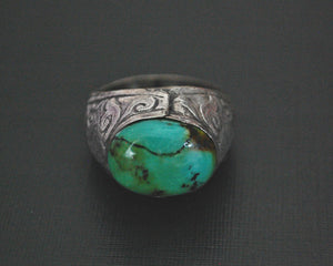 Collectable Afghani Turquoise Silver Ring - Size 9.5