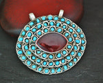 Turkmen Pendant with Carnelian and Turquoise