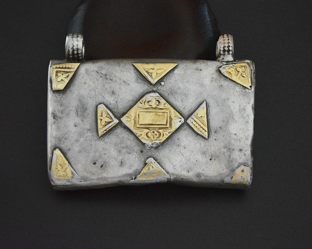 Large Omani Silver Gilded Hirz Amulet Pendant