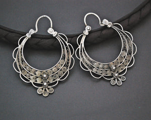 Filigree Silver Hoop Earrings