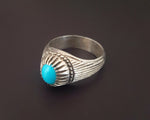 Afghani Silver Turquoise Ring - Size 8.5