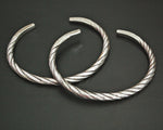 Akha Twisted Silver Bracelet from Laos - Pair